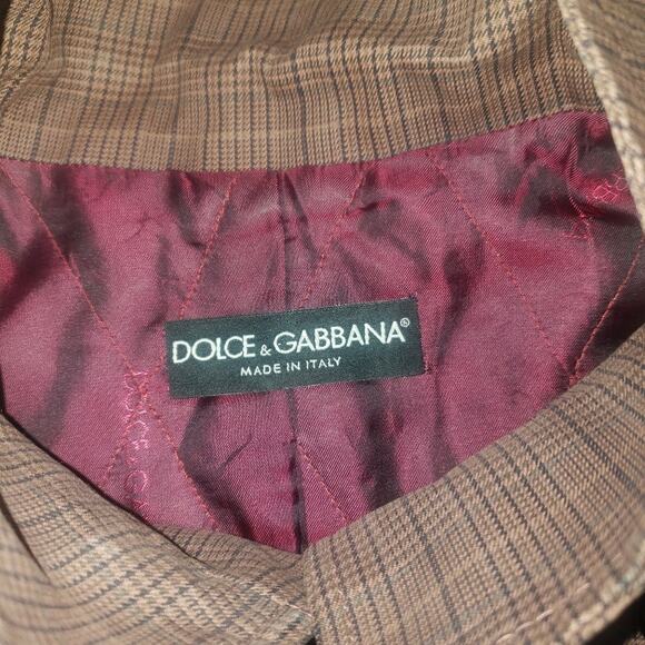 Dolce & Gabbana brown plaid peacoat size US 8 - Picture 4 of 7